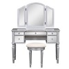 43in Yami Bedroom Vanity Table Makeup Dresser Desk with Mirrored Drawers and Stool-Maison Boucle - 3 of 4