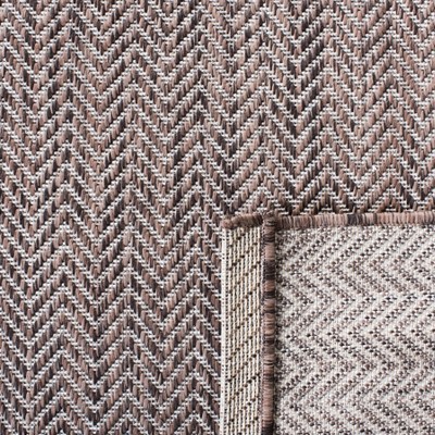 Brown and Beige Chevron Indoor/Outdoor Runner Rug