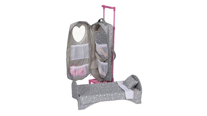 Travel and Tour Trolley Carrier with Bed for 18-in&#34; Dolls - Gray/Stars, 2 of 13, play video
