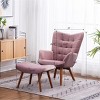 CAVINAS Silky Velvet Accent Chair with High Button-Tufted Backrest and Ottoman,Upholstered Living Room Chairs,Reading Chairs for Living Room - 3 of 4