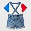Baby Boys' Denim Suspender Set - Cat & Jack™ Red/Blue - 2 of 4