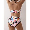 Wikineon Women's Bikini Set, Sexy Round Ring Neck Tie, Random Print Swimsuit, Vacation Style,Black - 3 of 4