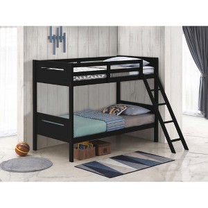 NicBex Twin Over Twin Bunk Bed with Safety Guardrails,Loft Bed with Built-in Ladder for Bedroom,Convertible Bunkbeds,Black/Brown/White/Gray - 1 of 4