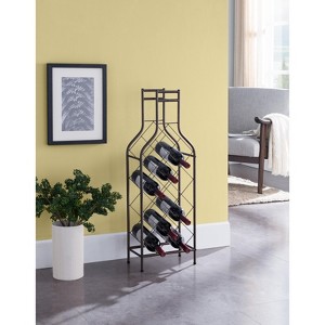 Kings Brand Furniture 12 Bottles Freestanding Floor Metal Wine Rack Wine Bottle Holders Stands for Home with Bottle Shape Bar Stand for Liquor, Pewter - 1 of 4