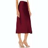 Women's Satin Midi Skirt - High Waist Slit Design with Comfortable Elastic Waistband Winered - 4 of 4