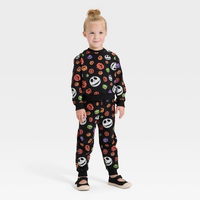 Toddler 2pc Disney Nightmare Before Christmas Halloween Fleece Sweatshirt & Pants Set - Black