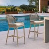 PURPLE LEAF Patio Sunbrella Bar Stools Set of 2 Handwoven Wicker Bar Height Stool Modern Aluminum Outdoor Wicker Barstools with Back and Cushion - 2 of 4