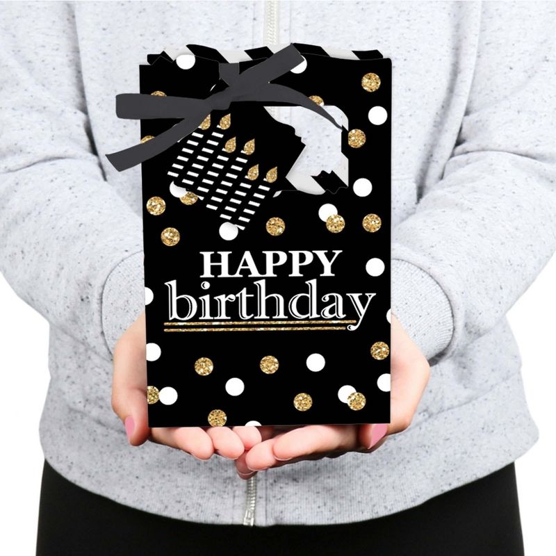 Big Dot of Happiness Adult Happy Birthday - Gold - Birthday Party Favor Boxes - Set of 12, 4 of 6