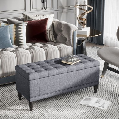 CAVINAS Storage Bench Storage Ottoman Linen Fabric Storage Chest with Lift Top for Bedroom, Entryway