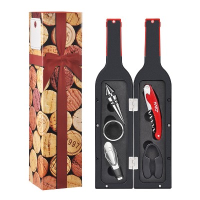 Tirrinia Wine Accessories Gift Set-Wine Bottle Corkscrew Opener Kit, Drip Ring, Foil Cutter and Wine Pourer and Stopper, Gift Ideas for Wine Lovers