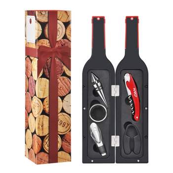 Tirrinia Wine Bottle Opener Set - Wine Opener Kit Corkscrew Screwpull, Stopper, Aerator Pourer, Foil Cutter, Drip Ring with Drink Stickers