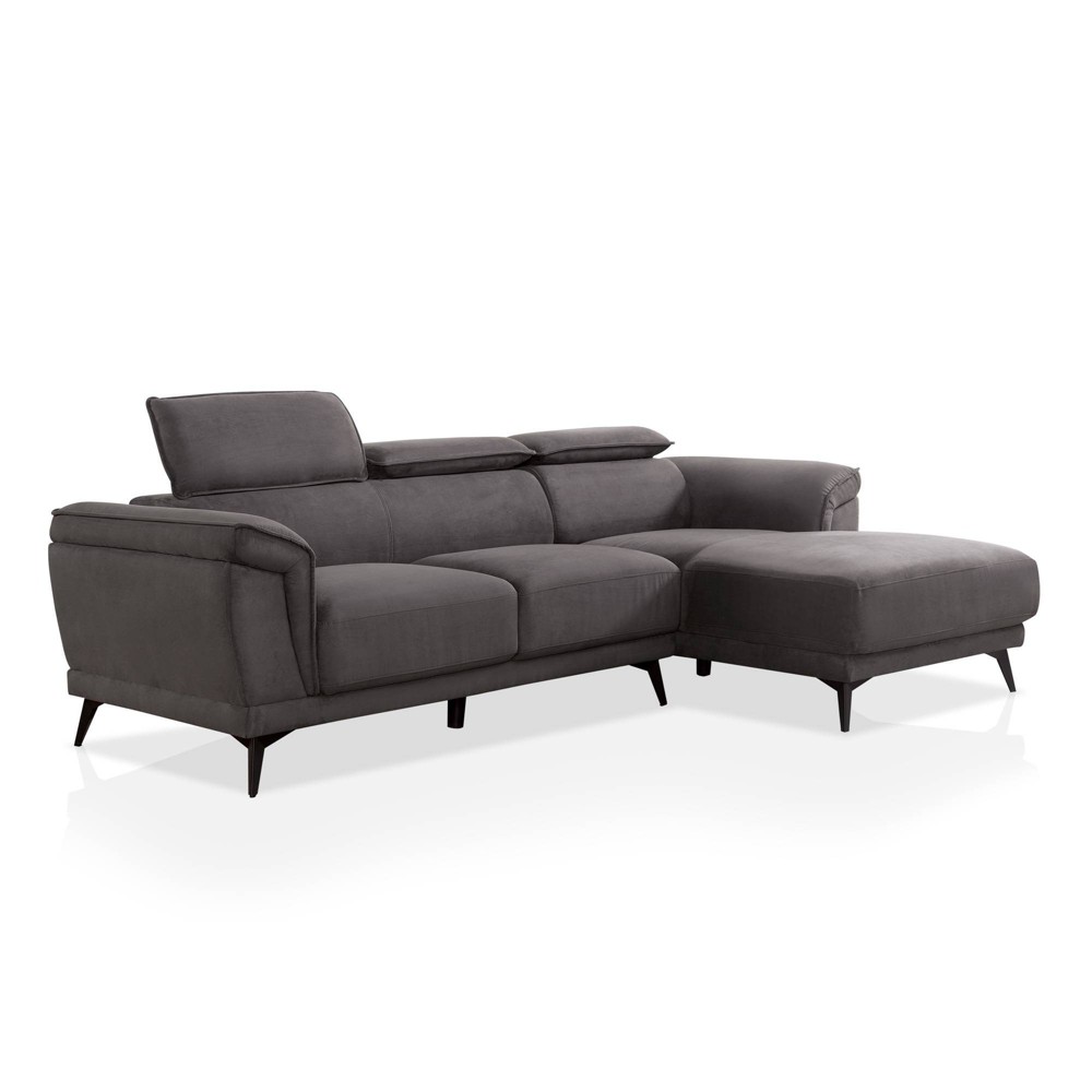 Photos - Sofa Fleet Sectional with Adjustable Headrest Dark Gray - miBasics