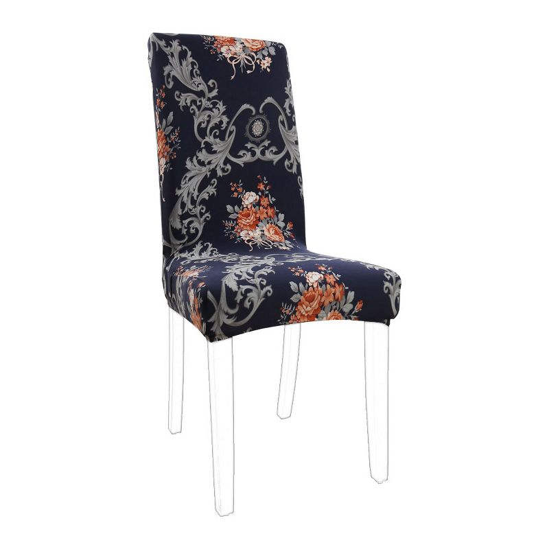 PiccoCasa Polyester Spandex Floral Printed Stretch Vintage Dining Chair Slipcovers Multicolored 1 Pc, 1 of 5