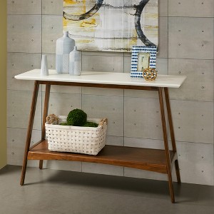 Wood Console Table with Lower Shelf and Sturdy Base and Easy Assembly - 1 of 4