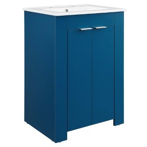 Modway Maybelle 24" Bathroom Vanity – Wall-Mount Cabinet with Modern Matte Finish and Cut-Out Drawer Handle - 1 of 4