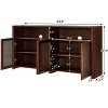 GDFStudio Clara Rustic 63''W Storage Sideboard Cabinet with 4 Rattan Doors and Adjustable Shelves - 3 of 4