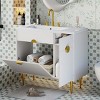 Modern Bathroom Vanity with Resin Sink and Drop-Down Door, Compact Bathroom Storage Cabinet with Sink-The Pop Home - 2 of 4