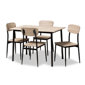 5pc Honore Mid Century Modern Light Wood Finished Matte Frame Dining Set Light Brown - Baxton Studio - 1 of 4