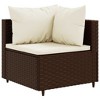 vidaXL Patio Lounge Set with Cushions Sectional Sofa Garden Backyard Poly Rattan - Brown and Cream 3x Corner 2x Middle - 3 of 4