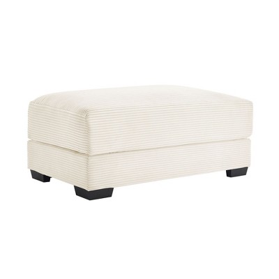 PAGED Corduroy Fabric Wooden Ottoman, Modern Sectional Sofa Footstool Module with Sponge Seat Cushion, Vanity Chair for Living Room, Bedroom