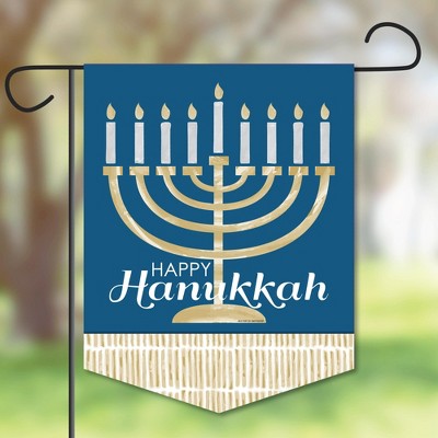 Big Dot of Happiness Happy Hanukkah - Outdoor Lawn and Yard Home Decorations - Chanukah Holiday Party Garden Flag - 12 x 15.25 inches