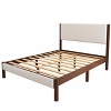 Queen Size Platform Bed Frame with Upholstered Headboard, Mid Century Modern Upholestery Bed Frame,86.6" L x 64.2" W x 49" H Walnut Wood - 4 of 4