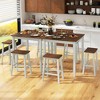 Tangkula 5PCS Dining Table Set w/ 4 Saddle Stools Acacia Wood Legs Modern Furniture Set - 4 of 4