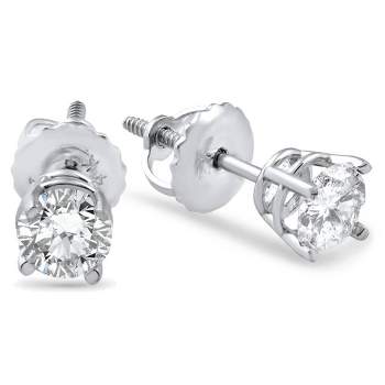 Pompeii3 1/2ct Diamond Stud Earrings Solid 14K Yellow or White Gold Screw Back