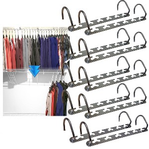 5 Star Super Deals Metal Space Saving Closet Hangers - Durable & Sturdy, Collapsible Cascading Design w/ Multiple Hooks - Clothing Organizer - 1 of 4