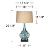 Possini Euro Design Kenya Modern Table Lamp with Square Black Riser 29 1/2" Tall Blue Green Ceramic Beige Linen Drum Shade for Living Room House Home - 4 of 4