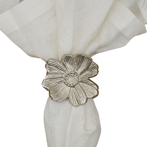 Split P Sliver Metal Flower Napkin Ring Set of 4 - 1 of 3