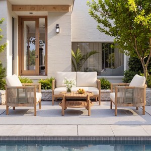 Christopher Knight Home Ashton Patio Modern 4-Piece Acacia Wood
