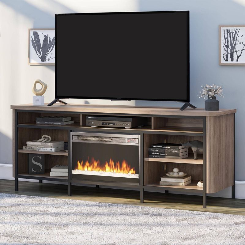Dexdale Electric Fireplace and TV Stand for TVs up to 75&#34; Walnut - Room &#38; Joy, 4 of 11