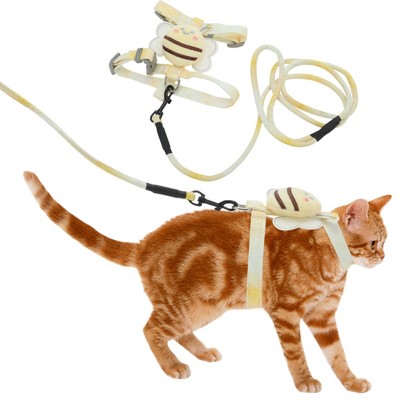 Unique Bargains Escape Proof Cat Harness and Leash Set with Bee Pattern for Large and Small Cats Travel Walking Medium Yellow