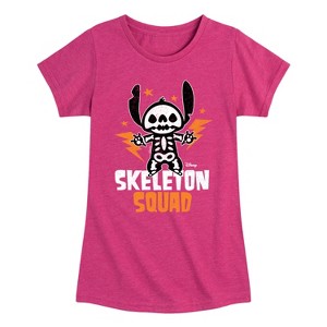 Girls' - Lilo and Stitch - Skeleton Squad Fitted Short Sleeve Graphic T-Shirt - 1 of 4