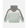 Deux par Deux Boy Full Zip Fleece Color Block Sweatshirt Green Gray - 3 of 4