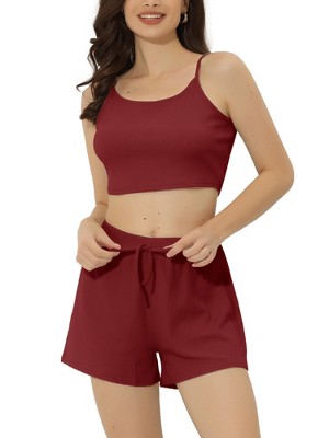 cheibear Women's Spaghetti Straps Cami Tops with Shorts Lounge Sleepwear Pajama Set