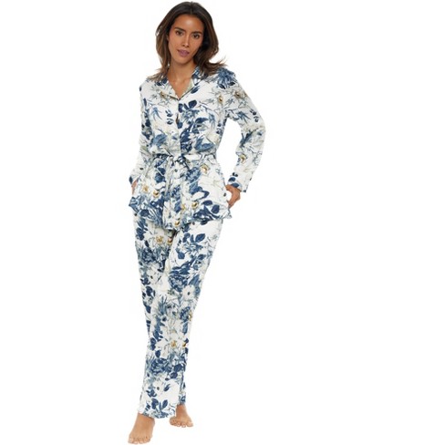 Famulily Women Comfy Pajamas Ladies Pyjamas Set Floral Printing Long Sleeve  Loungewear Top and Wide Leg Pants Pjs Set Soft Nightwear Sleepwear Blue S :  : Clothing, Shoes & Accessories