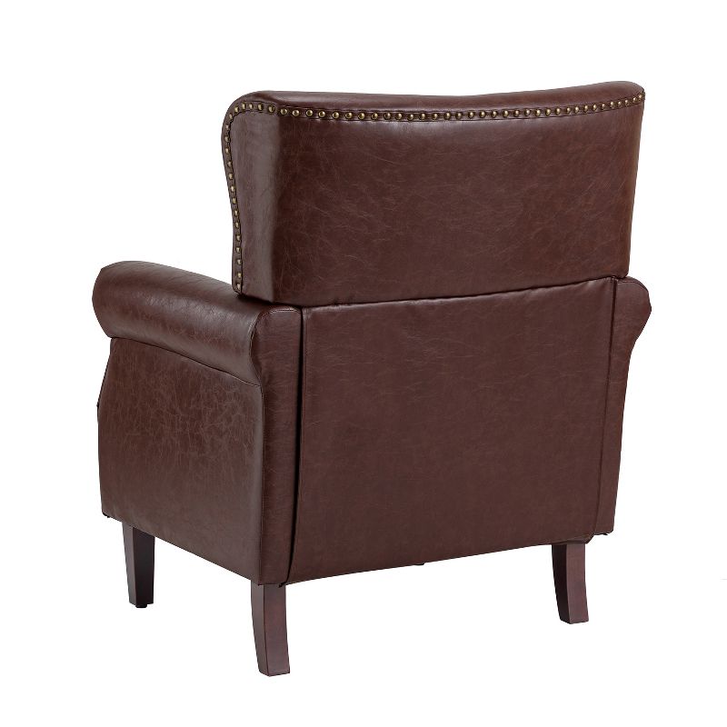 Enzo Comfy Traditional Vegan Leather Armchair with Rolled Arms | KARAT HOME, 4 of 11