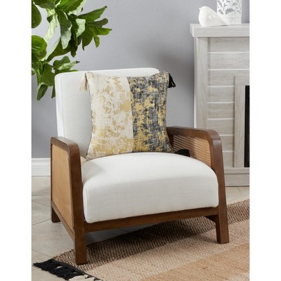 20" Black and White Cotton Two-Tone Foil Print Pillow Cover