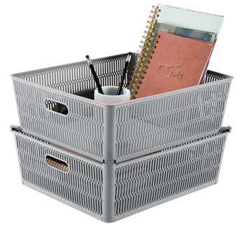 Simplify 2pk Large Slide and Stack Storage Shallow Totes Gray