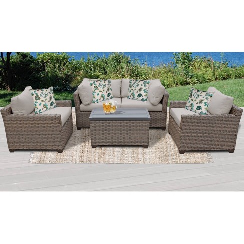2 pc Frontgate Castillo Lounge Outdoor Patio Sofa Loveseat Chair Cushions 26x27 