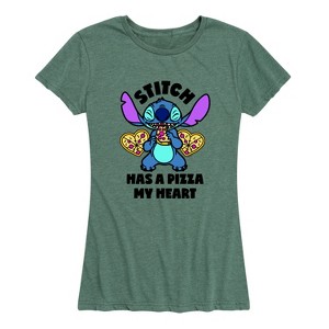 Women's - Lilo and Stitch - Stitch Has A Pizza My Heart Short Sleeve Graphic T-Shirt - 1 of 4