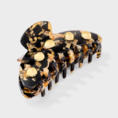 Acrylic Tortoise Pattern and Studded Hair Claw Clip - A New Day™ Gold