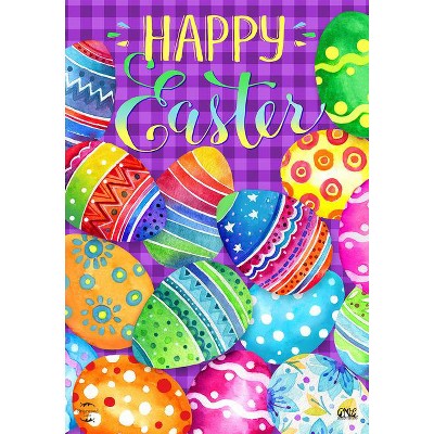 Colorful Multi-Patterned Easter Eggs Outdoor Garden Flag