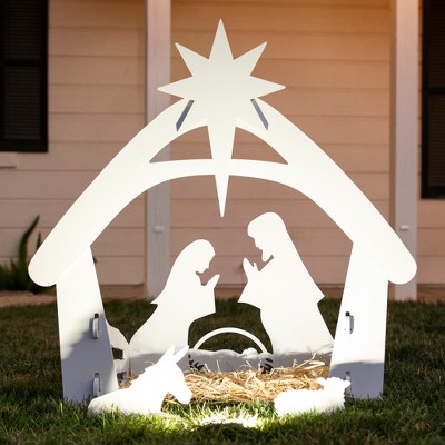 Best Choice Products 4ft Outdoor Nativity Scene, Weather-Resistant Decor, Christmas Family Yard Decoration, PVC - White