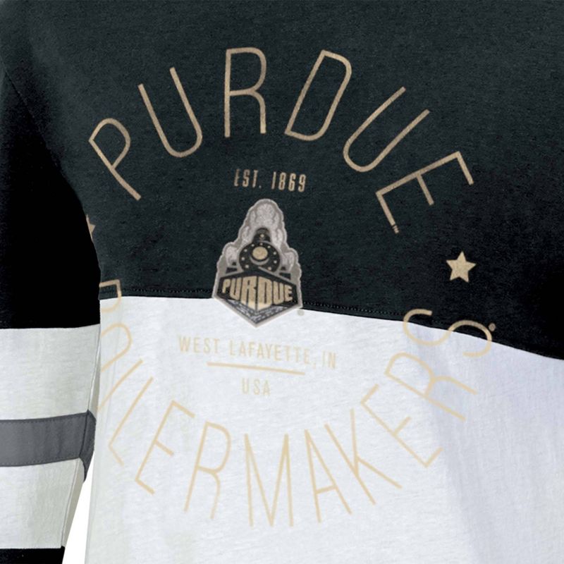 NCAA Purdue Boilermakers Women&#39;s Long Sleeve Color Block T-Shirt, 3 of 4