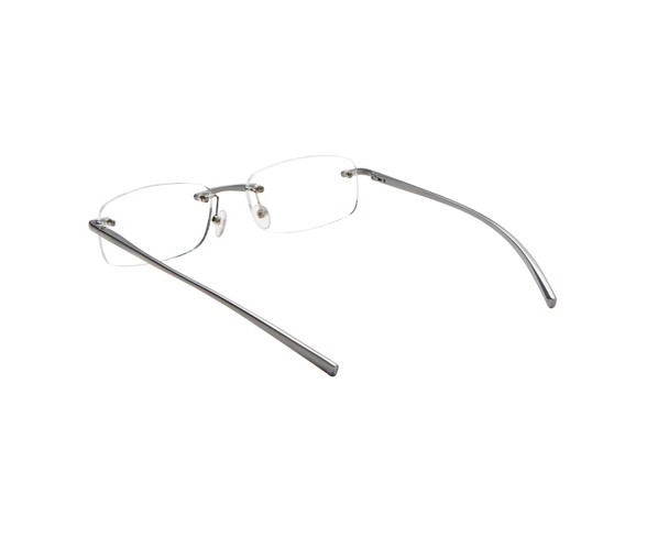 San Jose Reading Glasses- Rimless with brushed gun tmpls. +1.25