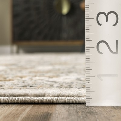 Beige Rectangular Synthetic Medallion Area Rug, 5' x 8'