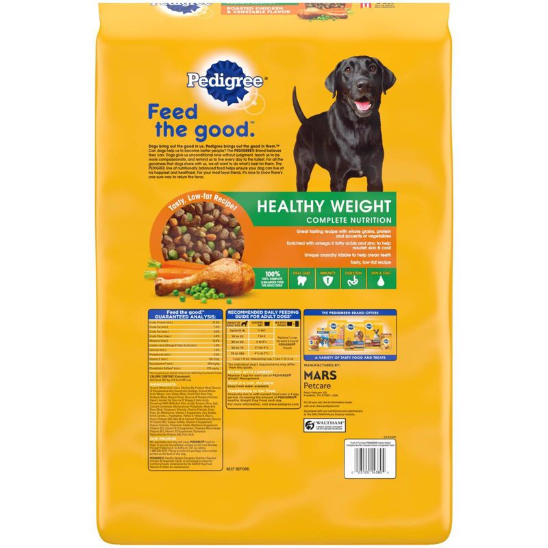 Pedigree Healthy Weight Roasted Chicken &#38; Vegetable Flavor Adult Complete Nutrition Dry Dog Food - 14lbs, 4 of 7